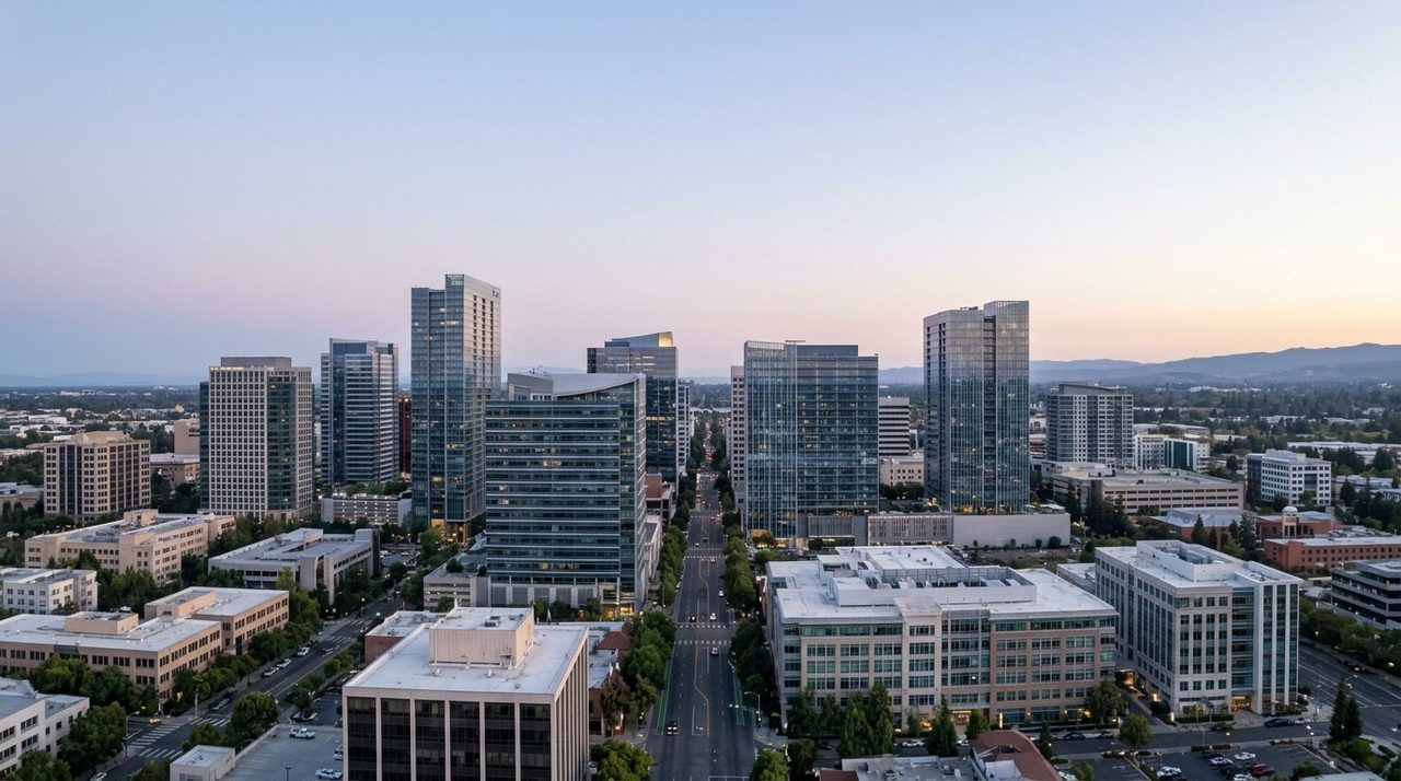 Sacramento County skyline at dusk